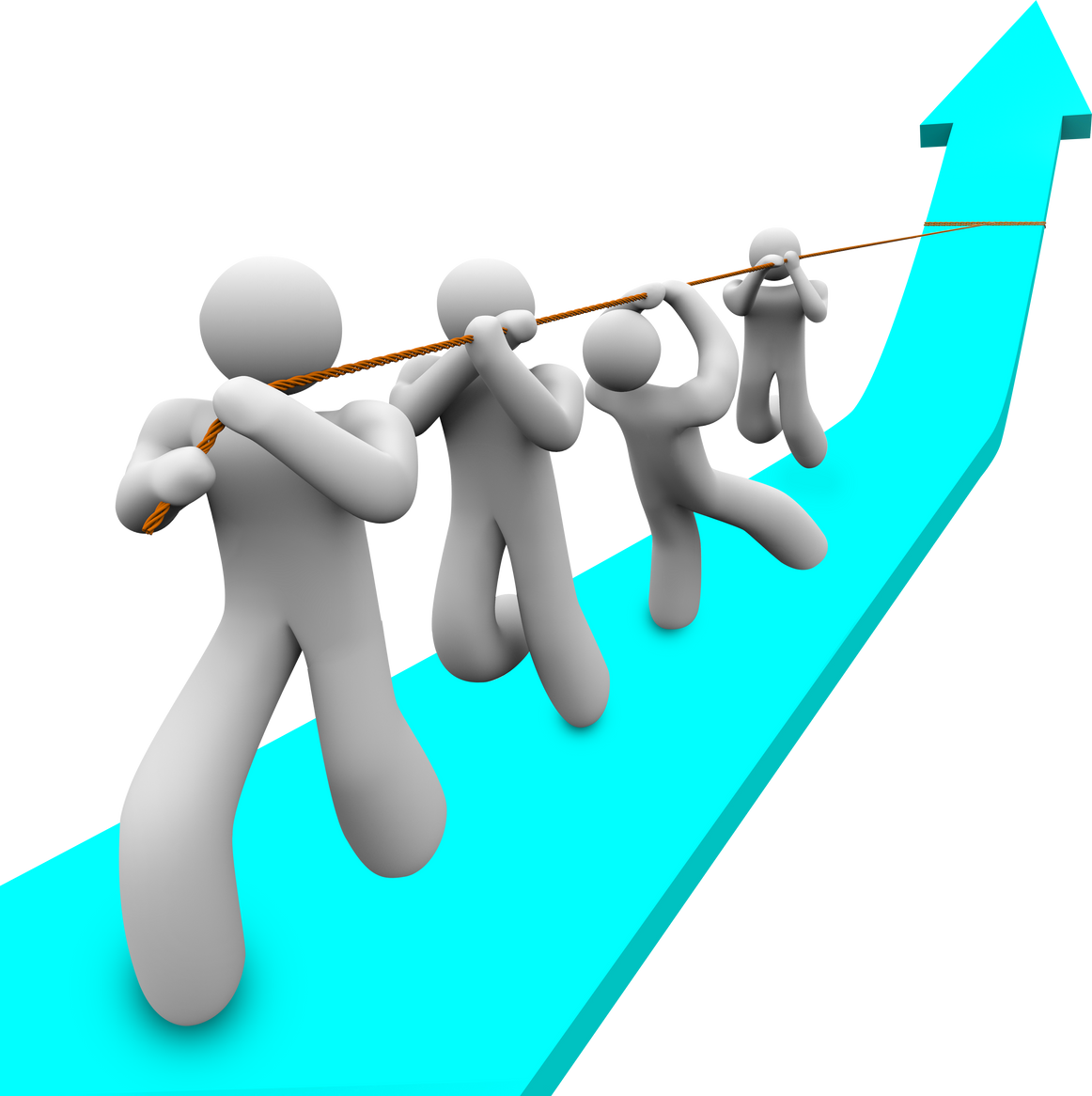 Team Working Together to Pull Arrow 
